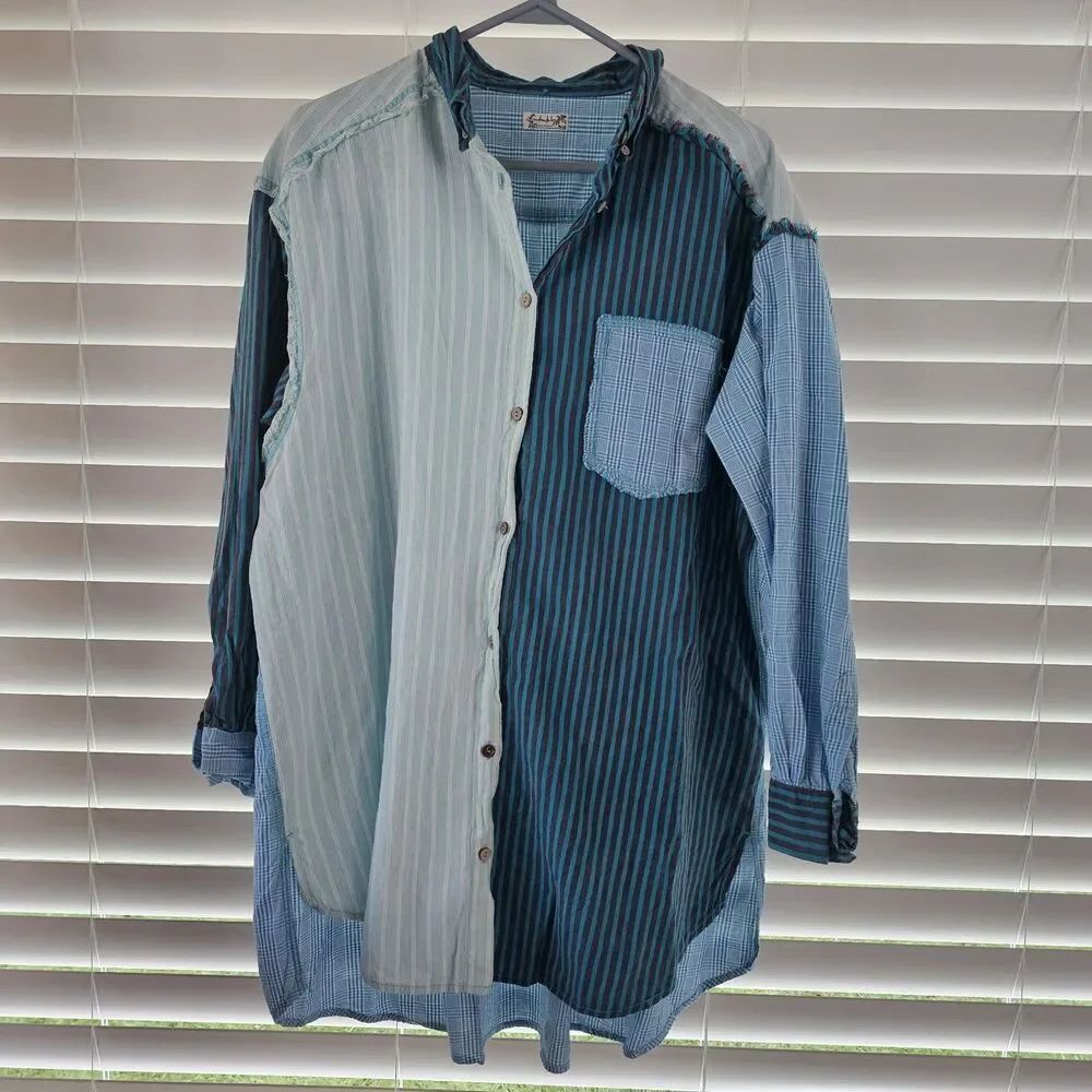 Rags To Riches Shirt in Bright Blue ComboFree PeopleColor: Bright Blue